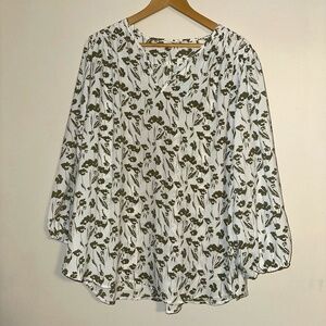Fun 2 Fun Kinny Split Neck Smocked Shoulder Blouse